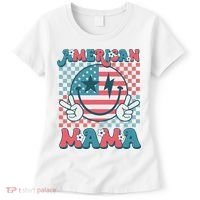 Retro Groovy Fourth 4th Of July Smile For Mom American Mama Women's T-Shirt thumb 0
