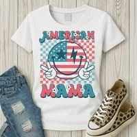 Retro Groovy Fourth 4th Of July Smile For Mom American Mama Women's T-Shirt thumb 3