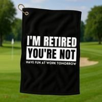 Retirement Gift For Retired Retirement Gift Funny Retirement Golf Towel thumb 1