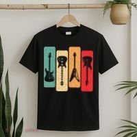 Retro Guitars Guitarist Electric Bass Guitar Rock Music T-Shirt thumb 2