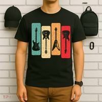 Retro Guitars Guitarist Electric Bass Guitar Rock Music T-Shirt thumb 6