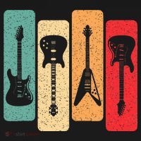 Retro Guitars Guitarist Electric Bass Guitar Rock Music T-Shirt thumb 7