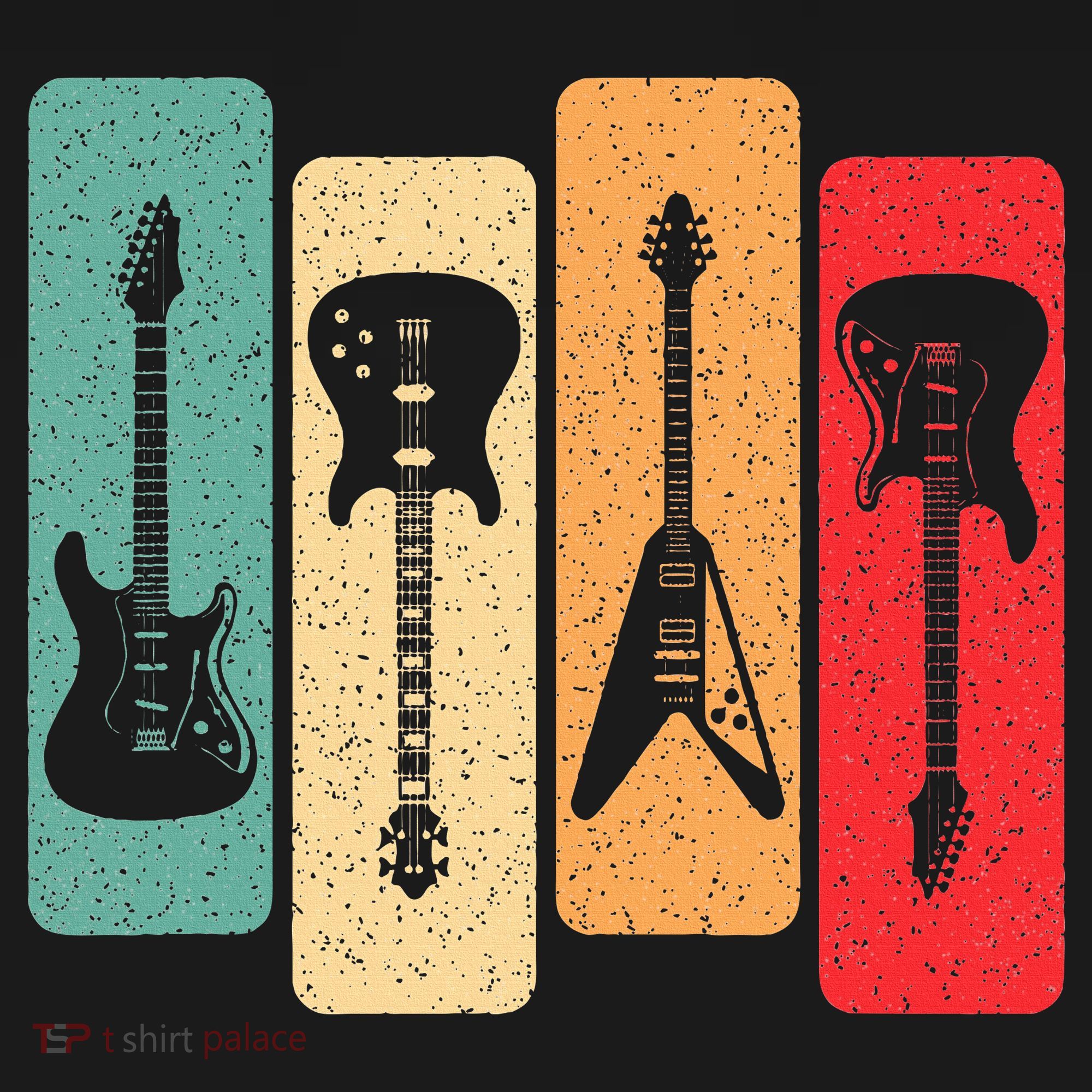 Retro Guitars Guitarist Electric Bass Guitar Rock Music T-Shirt