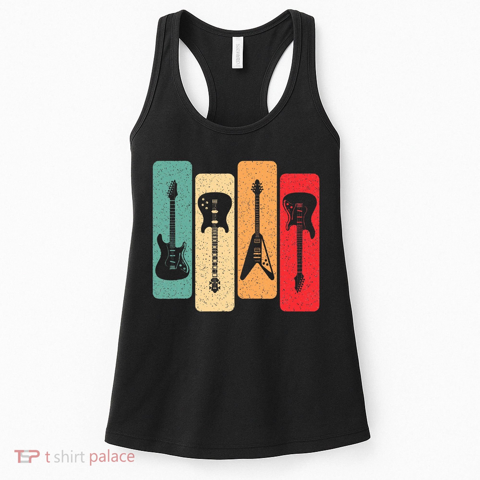 Retro Guitars Guitarist Electric Bass Guitar Rock Music Women's Tank Top