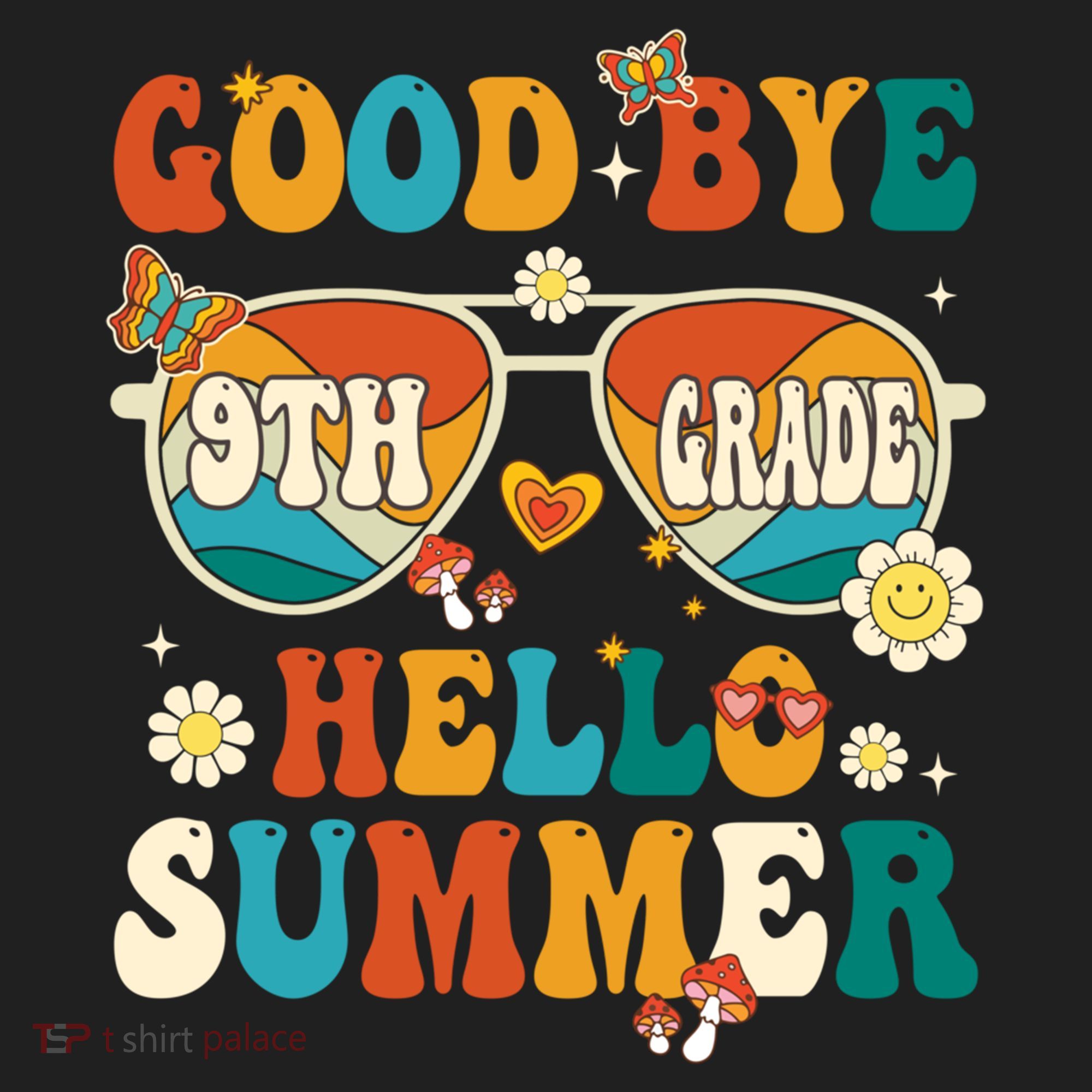 Retro Groovy Goodbye 9th Grade Graduation Hello Summer Funny Gift Women's Sweatshirt
