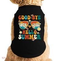 Retro Groovy Goodbye 9th Grade Graduation Hello Summer Funny Gift Doggie Tank thumb 0
