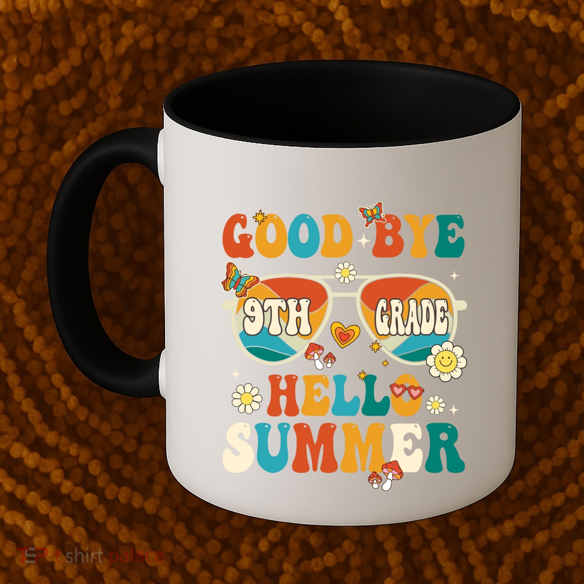 Retro Groovy Goodbye 9th Grade Graduation Hello Summer Funny Gift Coffee Mug