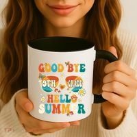 Retro Groovy Goodbye 9th Grade Graduation Hello Summer Funny Gift Coffee Mug thumb 3