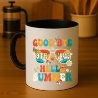 Retro Groovy Goodbye 9th Grade Graduation Hello Summer Funny Gift Coffee Mug thumb 4