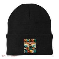 Retro Groovy Goodbye 9th Grade Graduation Hello Summer Funny Gift Beanie thumb 0