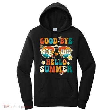 Retro Groovy Goodbye 9th Grade Graduation Hello Summer Funny Gift Women's Hoodie