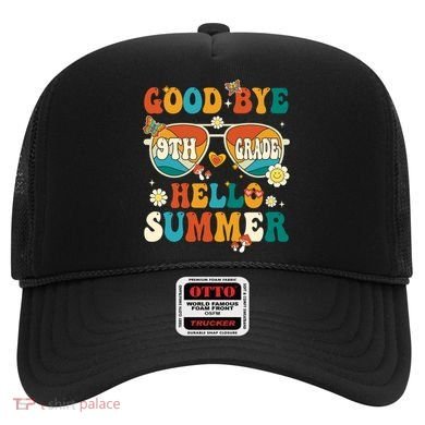 Retro Groovy Goodbye 9th Grade Graduation Hello Summer Funny Gift Hat