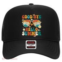 Retro Groovy Goodbye 9th Grade Graduation Hello Summer Funny Gift Hat thumb 0