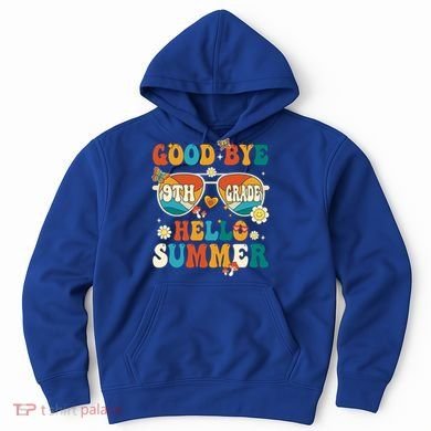 Retro Groovy Goodbye 9th Grade Graduation Hello Summer Funny Gift Hoodie