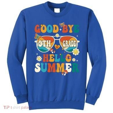 Retro Groovy Goodbye 9th Grade Graduation Hello Summer Funny Gift Sweatshirt