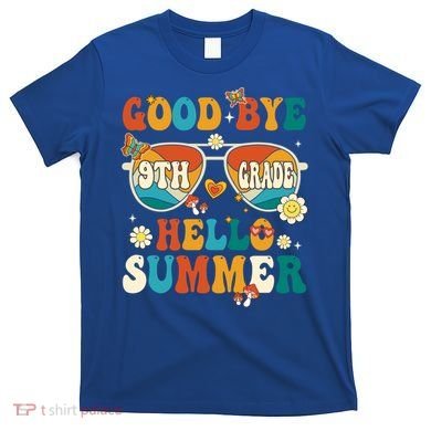 Retro Groovy Goodbye 9th Grade Graduation Hello Summer Funny Gift T-Shirt