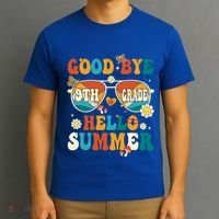 Retro Groovy Goodbye 9th Grade Graduation Hello Summer Funny Gift T-Shirt thumb 3