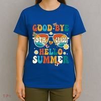 Retro Groovy Goodbye 9th Grade Graduation Hello Summer Funny Gift T-Shirt thumb 4