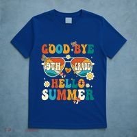Retro Groovy Goodbye 9th Grade Graduation Hello Summer Funny Gift T-Shirt thumb 5