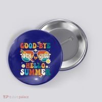 Retro Groovy Goodbye 9th Grade Graduation Hello Summer Funny Gift Button thumb 0
