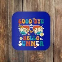 Retro Groovy Goodbye 9th Grade Graduation Hello Summer Funny Gift Coaster thumb 0