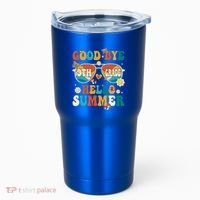 Retro Groovy Goodbye 9th Grade Graduation Hello Summer Funny Gift Tumbler thumb 0