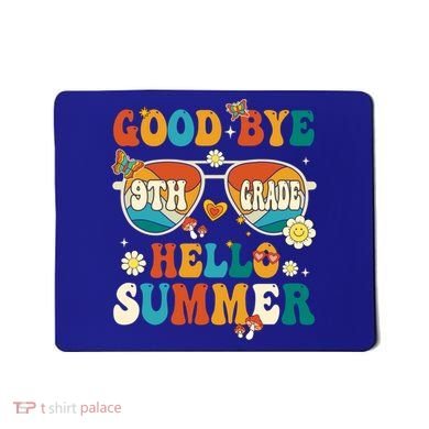 Retro Groovy Goodbye 9th Grade Graduation Hello Summer Funny Gift Mousepad