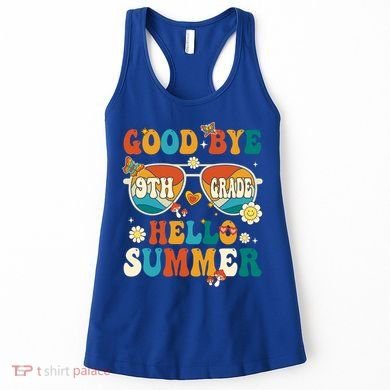 Retro Groovy Goodbye 9th Grade Graduation Hello Summer Funny Gift Women's Tank Top
