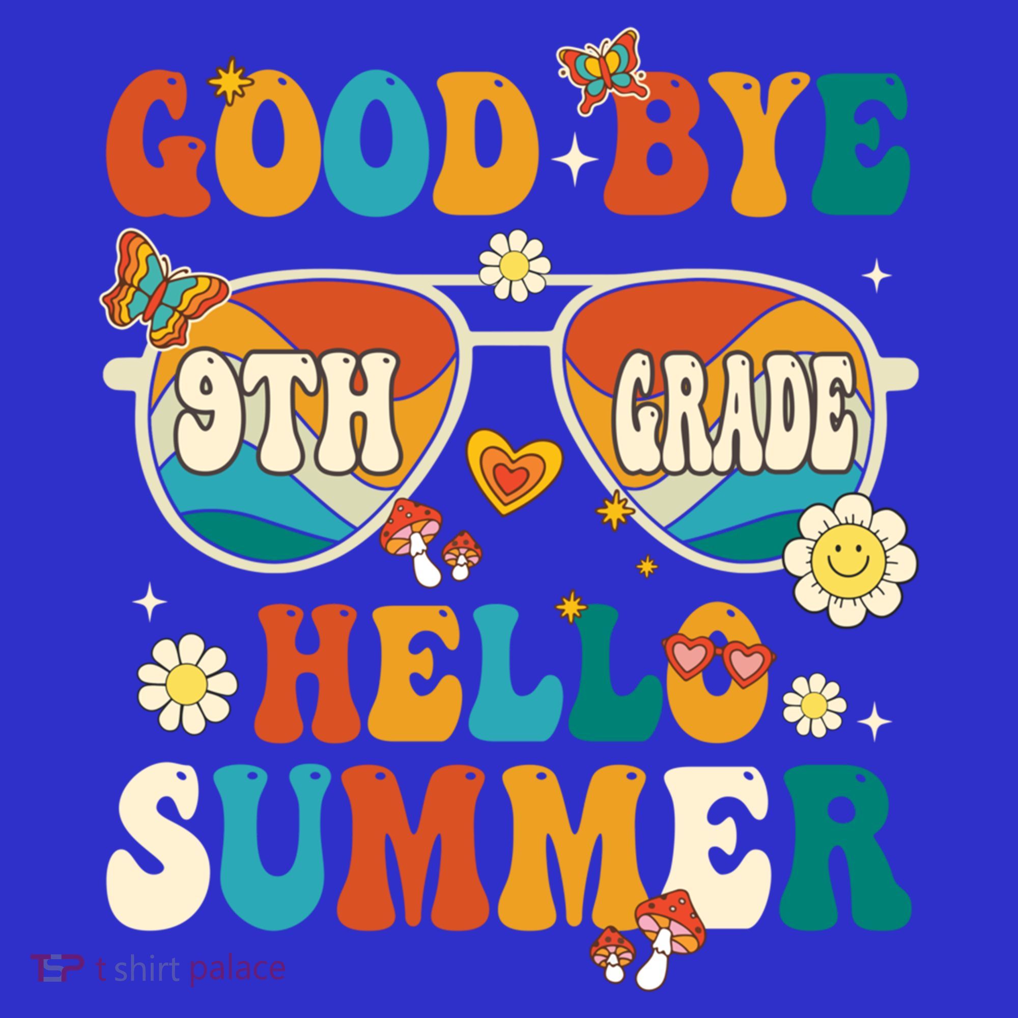 Retro Groovy Goodbye 9th Grade Graduation Hello Summer Funny Gift Women's Tank Top
