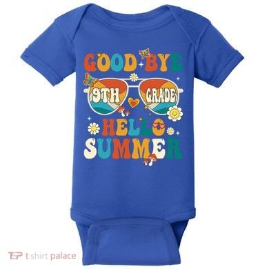 Retro Groovy Goodbye 9th Grade Graduation Hello Summer Funny Gift Baby Bodysuit
