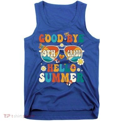 Retro Groovy Goodbye 9th Grade Graduation Hello Summer Funny Gift Tank Top