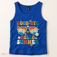 Retro Groovy Goodbye 9th Grade Graduation Hello Summer Funny Gift Tank Top thumb 2