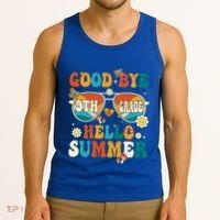 Retro Groovy Goodbye 9th Grade Graduation Hello Summer Funny Gift Tank Top thumb 3