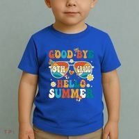 Retro Groovy Goodbye 9th Grade Graduation Hello Summer Funny Gift Toddler T-Shirt thumb 2