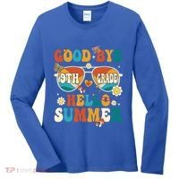 Retro Groovy Goodbye 9th Grade Graduation Hello Summer Funny Gift Women's Long Sleeve Shirt thumb 0