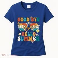 Retro Groovy Goodbye 9th Grade Graduation Hello Summer Funny Gift Women's T-Shirt thumb 0