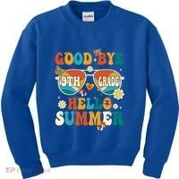 Retro Groovy Goodbye 9th Grade Graduation Hello Summer Funny Gift Kids Sweatshirt thumb 0