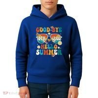 Retro Groovy Goodbye 9th Grade Graduation Hello Summer Funny Gift Kids Hoodie thumb 4