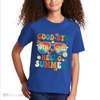 Retro Groovy Goodbye 9th Grade Graduation Hello Summer Funny Gift Kids T-Shirt thumb 2