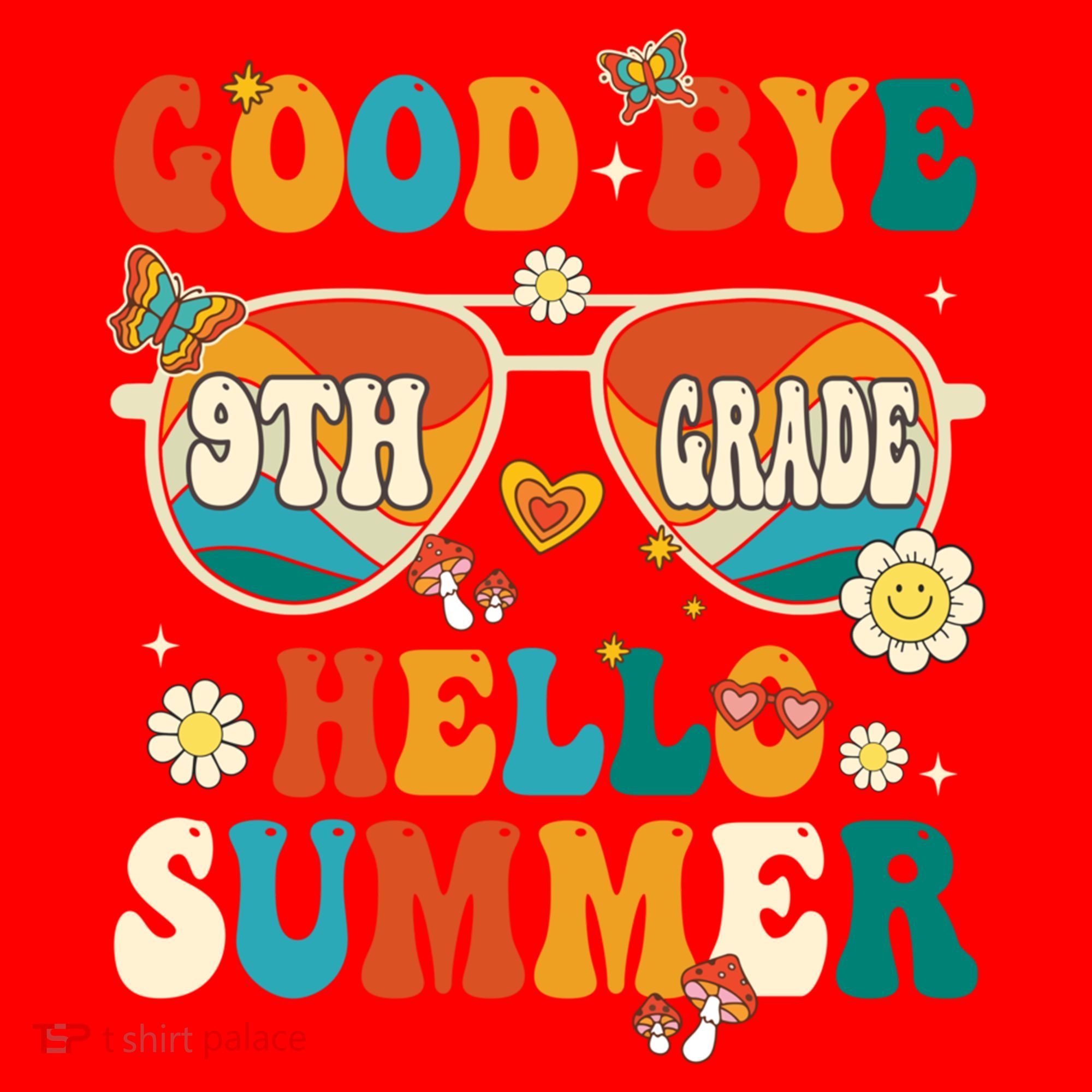 Retro Groovy Goodbye 9th Grade Graduation Hello Summer Funny Gift Santa Hat