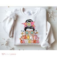 Retro Groovy Grandma Messy Bun  Hippie Family Matching Sweatshirt thumb 2