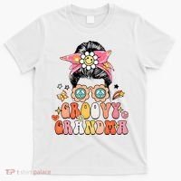 Retro Groovy Grandma Messy Bun  Hippie Family Matching T-Shirt thumb 0