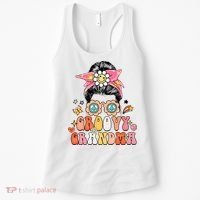 Retro Groovy Grandma Messy Bun  Hippie Family Matching Women's Tank Top thumb 0