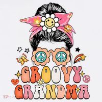Retro Groovy Grandma Messy Bun  Hippie Family Matching Women's Tank Top thumb 5