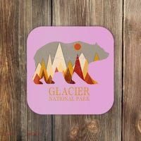 Retro Glacier Grizzly Bear Gift National Park Gift Coaster thumb 0