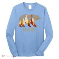 Retro Glacier Grizzly Bear Gift National Park Gift Long Sleeve Shirt thumb 0