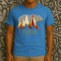 Retro Glacier Grizzly Bear Gift National Park Gift T-Shirt thumb 3