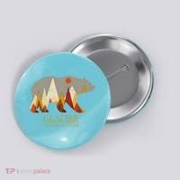Retro Glacier Grizzly Bear Gift National Park Gift Button thumb 0