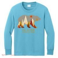 Retro Glacier Grizzly Bear Gift National Park Gift Kids Long Sleeve Shirt thumb 0