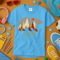 Retro Glacier Grizzly Bear Gift National Park Gift Kids T-Shirt thumb 3